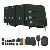 Garvee 18-20FT Heavy-Duty Travel Trailer Cover, 4-Layer Oxford Waterproof, Breathable, UV-Resistant, and Tear-Resistant RV Storage Cover with Windproof Straps and 6 Zipper Panels, Green - Green
