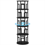Garvee 5-Tier Rotating Bookshelf Tower, Space-Saving Spinning Corner Bookcase - Revolving 360° Display Shelf for Home Office, Modern Metal Frame - Color: Black Bas-Relief + Black Iron - Black