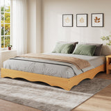 Garvee King Wood Platform Bed Frame with Wave Edge. Sturdy Slat Support.  Wood. Noise-Free. Easy Assembly. No Headboard. Bedroom Use - Pine