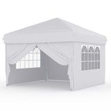 Garvee Folding Gazebo for Patio & Events, 10 x 10 FT Steel Canopy with 4 Removable Sidewalls, Mesh Windows, Zippered Doors and Wheeled Bag, White