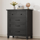 Garvee 4-Drawers Vertical Dresser for Bedroom with Large Storage, MDF Wood, Waterproof Top, Anti-Tipping, Adjustable Feet, for Living Room, Hallway, Black - Black
