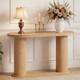 Garvee Fluted Console Table, 42.5 Inch Narrow Wood Entryway Table with Storage Shelf, Sofa Table Behind the Couch, for Hallway, Living Room, Foyer, Entrance, Natural Oak - Natural Oak