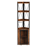 Garvee Space-Saving Corner Bar Cabinet – 70" Vintage Freestanding 5-Tier Wine Rack with Glass Holder, Adjustable Shelves – Industrial Liquor Sideboard for Dining Room – Vintage Color