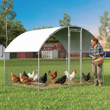 Garvee Large Metal Chicken Coop, Chicken Run for 6/10 Chickens, Outdoor Walk in Poultry Cage with Anti-UV Cover and Waterproof, 6.56 x 9.84 x 6.56 ft - 