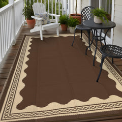 Garvee Outdoor Rug 8x10 Reversible Waterproof Plastic Straw Quick-Dry Stain-Resistant Brown Patio Camping Picnic - Brown