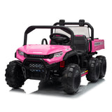 Garvee 24V 4WD Electric Ride on Dump Truck for Kids, 2 Seater with Remote Control, Dump Bed, 3 Speed Modes, Music Player, All-Terrain Off-Road Vehicle Toy for Boys & Girls - Pink