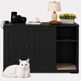 Garvee Large Cat Litter Box Enclosure – Dog-Proof Shelf with Litter Catch Tray, Charging Station & Power Outlet, Hidden Cabinet for Self-Cleaning Litter Boxes, Modern Cat Furniture, ND-5045-22 Black Alliance Jack Design - Black-Cross
