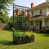 Garvee Galvanized Metal Raised Garden Bed with Square Lattice Trellis and Wheels – Outdoor Planter Box for Climbing Plants, Vines, Vegetables – Privacy Screen, Drainage Holes – Black – Size: Large