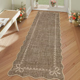 Garvee 2'x6' Washable Scalloped Runner Rug Non-Slip Ultra-Soft Pearl Velvet Hallway Rug Brown - Brown