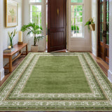 Garvee 8' x 10' Modern Bordered Area Rug, Machine Washable Non-Slip Low-Pile Soft Rug for Living Room, Bedroom & Dining Room, Green - Green