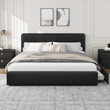 Garvee Modern Upholstered Platform Bed Frame King Size with Storage Drawers and PU Faux Leather, Sturdy Wooden Slats, Noise-Free, Easy Assembly, Bedroom - Black