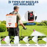 Garvee Electric Backpack Sprayer for Lawn & Garden, 3.2 Gallon 21V 4Ah Pump with Telescopic Wand, 5 Nozzles and 12L Tank, Orange White