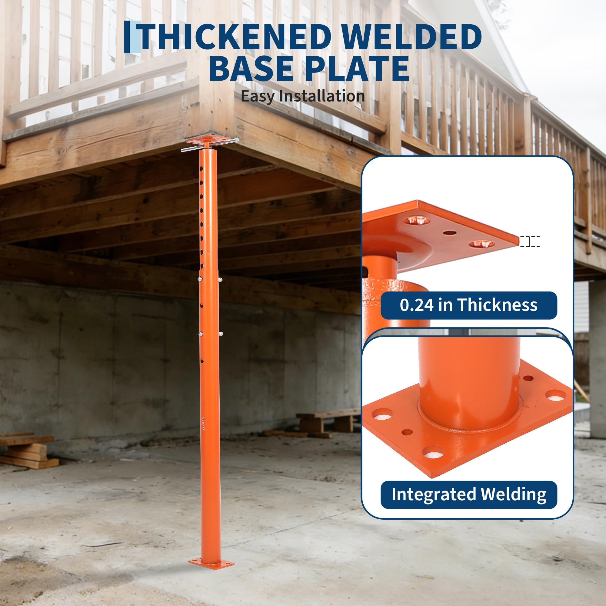 Jack post detail showing a 0.24" plate and integrated welded base