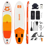 Garvee Inflatable Stand Up Paddle Board 10'6" x 31.5" x 6", Ultra-Light SUP with Kayak Seat & Complete Accessories, 400lbs Weight Capacity, Non-Slip Deck for Fishing, Yoga, Surfing, Travel - Orange/White - Orange