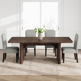 Garvee Farmhouse Extendable Rectangular Dining Table, 63-84.65 in Expandable Dining Room/Kitchen Table, Rounded Corners, Seats 6-10, Cuba Birch - Dark Rustic Birch