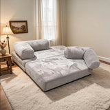 Garvee 4-in-1 Convertible Corduroy Floor Sofa Bed - Double Layer Collapsible Futon Lounger - Foam Backrest - Space-Saving Sleeper Couch for Living Room, Bedroom, Guest Room, Small Apartments, Light Gray - Light Gray