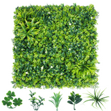 Garvee 3pcs 39.37"X39.37" PE Artificial Grass Wall Panel, 5-Plant Mixed Foliage, Easy DIY Installation with Zip Ties, Indoor Outdoor Privacy Screen for Home Garden Wedding Decoration - Clover & Apple Leaf Mixed Style