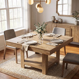 Garvee Space-Saving Square Dining Table for 4-6 – 2-Tier Storage Shelf, Sturdy Triangle Legs, Waterproof Surface, Durable MDF & PB Wood, Modern Dining Room Furniture for Kitchen or Restaurant – Annual Ring