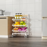 Garvee Vegetable Storage Rack, 3 Tier Kitchen Trolley with Lockable Wheels, Durable Metal Frame & Wood Handle, Carbon Steel Rolling Cart Fruit Basket Stand for Snack Onion Potato Pantry Bathroom 42x32x69cm-W - Zwj-6823-3Wh White 3 Layers