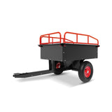 Garvee 750 LB Tow-Behind Steel Dump Cart, 15 Cu. Ft. Garden Wagon with 42.9 x 29.5 in Bed, Removable Rails & 15.35 in Tires, Black/Red
