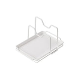 Garvee Multifunctional Kitchen Pot Lid, Cutting Board and Utensil Organizer - Stainless Steel Countertop Rack with Spoon Rest and Drip Tray - Compact Storage Shelf, White