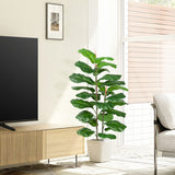 Garvee Realistic Artificial Fiddle Leaf Fig Tree – 39 Inch Faux Ficus Lyrata in Woven Seagrass Basket for Home and Office – Indoor or Outdoor Greenery – Perfect Housewarming Gift – natural color, Plastic black basin + straw basin