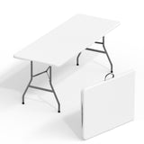 Garvee Outdoor 6 ft Folding Camping Table Plastic Table Portable Square Height Dining Table Perfect for Picnics, Parties, Party and Camping