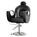 Garvee Professional Hydraulic Reclining Barber Chair - 360° Swivel, Adjustable Height, Headrest & Footrest, Heavy-Duty PU Leather, 5" High-Density Cushion, 330LB Capacity, Entryway Storage Cabinet Style, Wear-Resistant - Black Electroplated Silver - Black & Silver