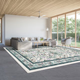 Garvee Washable Folding Area Rug - Floral Design, Non-Slip, Easy to Clean, Pet Friendly, Ideal for Living Room & Bedroom, 9x12ft - Apricot Beige - Beige
