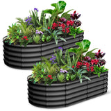 Garvee Galvanized Raised Garden Bed 8x2x1FT Rust-Resistant Durable Steel Open Bottom Design Metal Planter Box for Vegetables Flowers Outdoor Gardening - Gray
