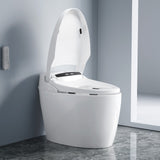 Garvee Touchless Smart Commercial Toilet with Built-in Bidet – Heated Seat, Foot Detector Flush, Warm Air Dryer, Remote Auto Lid, Self-Cleaning – One-Piece Elongated Design – Color: White