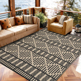 Garvee Waterproof Reversible Outdoor Rug - 9x12 Black Coffee Boho Patio Mat - Collapsible UV & Weather Resistant Straw Carpet for Camping, Deck, Porch, RV, Picnic, Beach, Backyard - Black Coffee