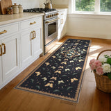 Garvee 2' × 6' Butterfly Boho Runner Rug, Washable Non-Slip Low-Pile Soft Rug for Hallway, Kitchen, Bedroom & Entryway, Black/Gray - Black Gray