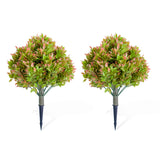 Garvee 23.6" Artificial Topiary Ball Tree with Ground Spike Set of 2, Faux Topiary Tree with Metal Stake,Fake Evergreen Shrubs Bushes Plants with Ground Spike for Indoor and Outdoor