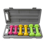 Garvee 12 lb Dumbbell Set with Case – 3 Pairs of Smooth Vinyl Coated Cast Iron Free Weights (1 lb, 2 lb, 3 lb) with Gray Plastic Carrying Storage Box for Home Gym Fitness Training - Smooth Surface