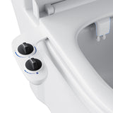 Garvee Non-Electric Dual Nozzle Bidet Attachment for Toilet Seat - Rear & Feminine Wash - Self-Cleaning Cold Water Spray - Adjustable Pressure - Easy Install - Black Knob + White Body - Black