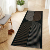 Garvee Easy Jute Entryway Rug 2x6 Washable Runner Non Slip Backing Arch Striped Soft Non Shedding Carpet Black/Brown for Kitchen Bedroom - Black/Brown