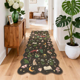 Garvee 2' x 6' Cottagecore Woodland Animal Runner Rug, Machine Washable Non-Slip Low-Pile Soft Scalloped Rug for Hallway, Kitchen & Entryway, Brown - Brown