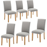 Garvee Dining Chairs Set of 6,Modern Fabric Upholstered Ergonomic Chairs with Curved Backrest, Heavy-Duty Wood Legs for Dining Room, Kitchen, Office, Gray