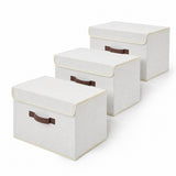 Garvee Collapsible Fabric Storage Bins with Lids & Handles, Non-Woven Closet Organizer Baskets - Stackable Dustproof Shelf Storage, for Clothes, Toys & Accessories - 3 Pack, 15 x 10 x 10 in, Beige - Beige