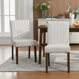 Garvee Modern Upholstered Dining Chairs Set of 4 – Linen Fabric Parsons Side Chairs with Button-Tufted High Back, Sturdy Wood Legs, Adjustable Foot Caps, Padded Seat for Dining Room, Kitchen, Restaurant – Linen Beige | 2 Boxes | 4PCS