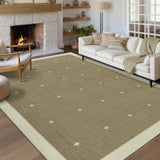 Garvee Large Washable Area Rug 10' × 14' – Modern Bordered, Non-Slip, Low Pile, Soft Carpet – Minimalist, Collapsible, Non-Shedding for Living Room, Bedroom, Dining Room – Khaki Gray - Khaki Gray