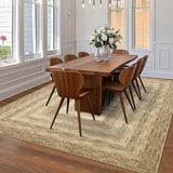 Garvee 6x9 Braided Printed Area Rug with Non-Slip Backing, Foldable Low Pile Pearl Velvet, Machine Washable Indoor Carpet for Living Room Bedroom - Natural