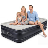 Garvee 18-Inch Twin Air Mattress with Built-in Pump, Premium Flocked Top Inflatable Bed with 800 Lbs Capacity, 2-Minute Fast Inflation Blow Up Bed for Home, Guest & Camping - Dark Blue/Grey - Dark Blue And Gray