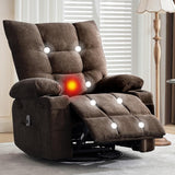 Garvee Swivel Rocker Recliner Chair with Massage and Heat for Elderly Adults, Oversized Ergonomic Lounge Single Sofa with Side Pocket, Cup Holders for Living Room, Bedroom, Brown - Brown