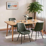 Garvee Modern Green Faux Leather Dining Chairs - Upholstered Thick Cushion Seat - Curved Backrest - Sturdy Metal Legs - Ideal for Dining Room, Kitchen, or Living Room - Set of 4 (4pcs)