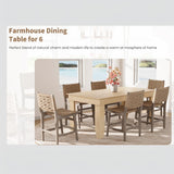 Garvee Large Farmhouse Dining Table for 4-8 – 71" Rectangular Wooden Kitchen Table, Mark-Resistant Sturdy MDF Frame, Stable V-Shape Legs, Easy Assembly – 1600 Light Oak Color (Log Color) - Natural Wood
