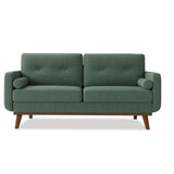 Garvee Modern 65" Loveseat Sofa,Mid Century Inspired Small Couch with Sturdy Wood Legs, Linen Blend Upholstery for Living Spaces (Forest Green) - Green|Linen
