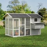 Garvee 80" Wooden Chicken Coop, Outdoor Hen House with Run, Nesting Box, Ramp and 2 Lockable Doors