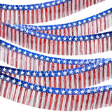Garvee Patriotic Tassel Banner Set - 6 Pack 20FT Red White Blue Plastic Fringe Garland - Colorful Decoration for 4th of July, Memorial Day, Veterans Day, Parade - Outdoor & Indoor Party Backdrop, Table Skirt - Color: